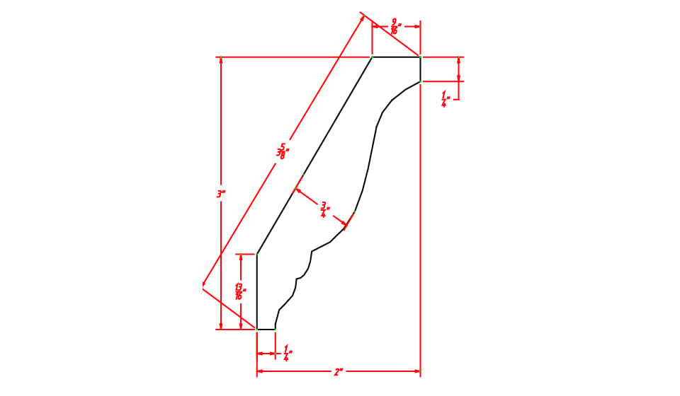 Timber Sand Decorative Crown Molding - 2"D X 96"L X 3"H