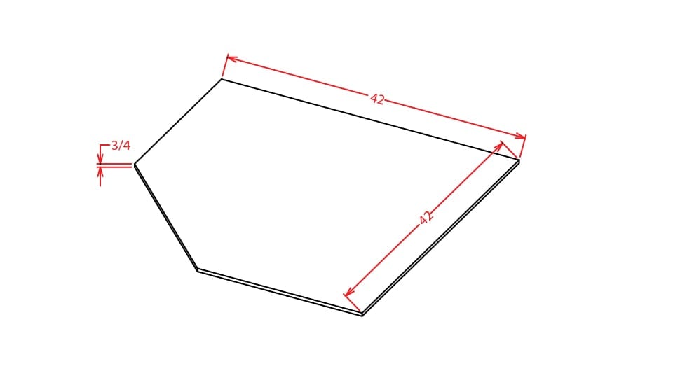 Timber Sand Corner Sink Front Floor - 42"W X 42"W X 23-1/4"D