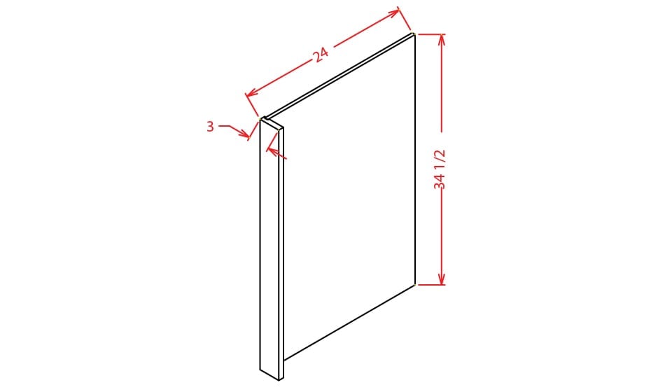 Timber Sand Dishwasher Return Panel - 24"W X 34-1/2""H w/3"W Filler