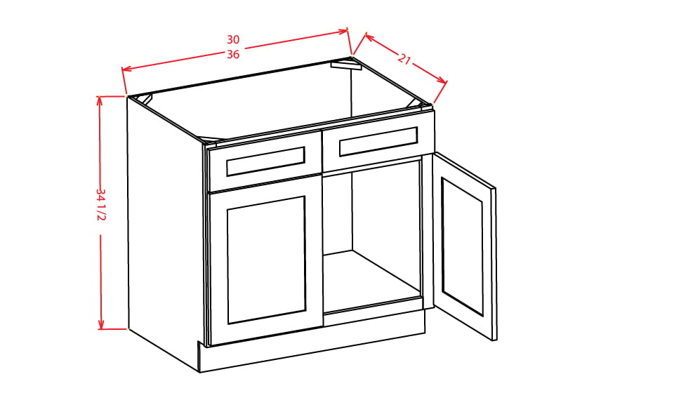 Timber Sand Vanity Sink Base Cabinet - 36"W X 21"D X 34-1/2"H