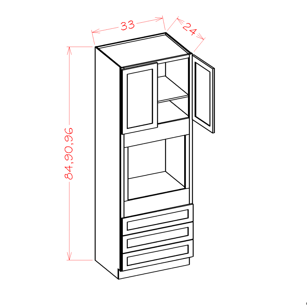 Timber Sand Universal Oven Cabinet - 33"W X 84"H X 24"D