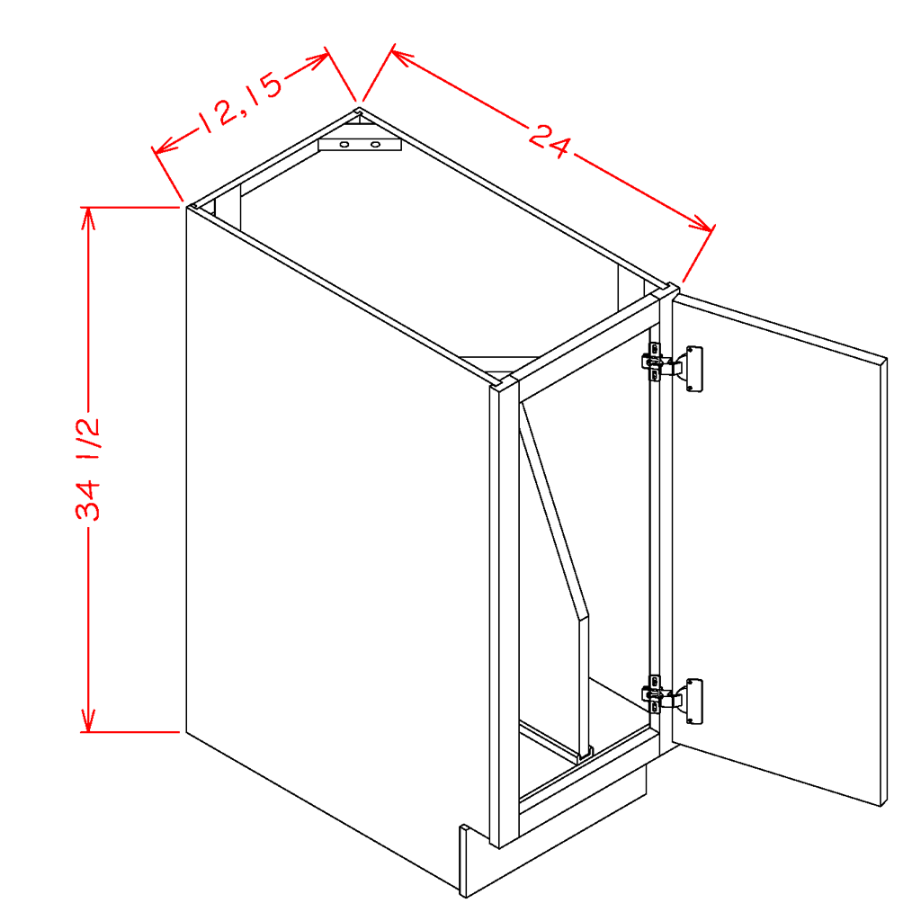Timber Sand Full Height Door Tray Divider Base Cabinet Kit - 12"W x 34-1/2"H x 24"D