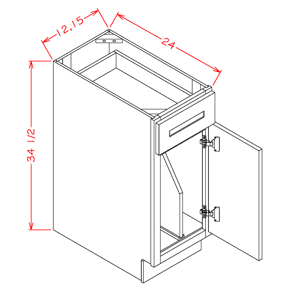 Timber Sand Tray Divider Base Cabinet - 12"W x 34-1/2"H x 24"D