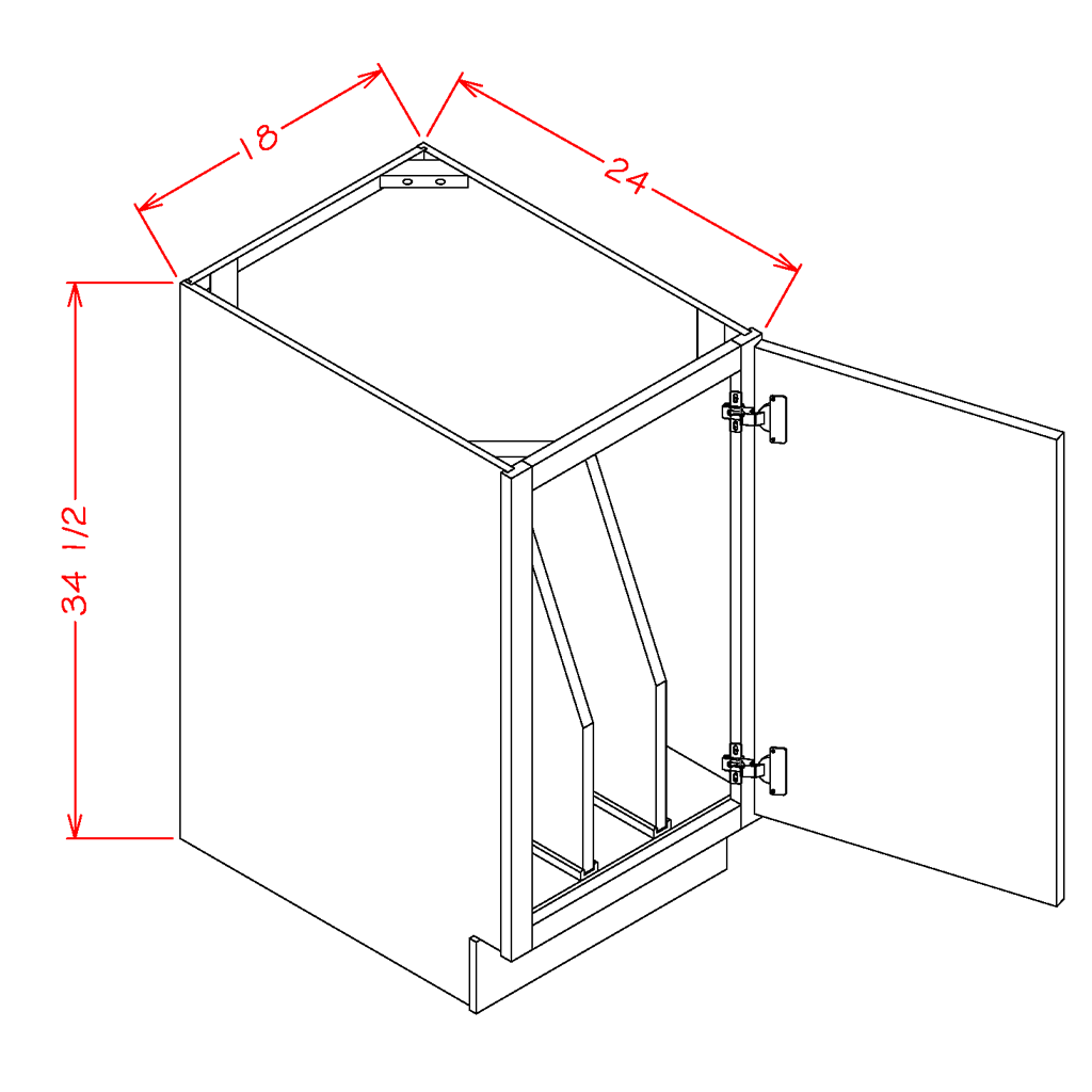 Timber Sand Tray Divider Base Cabinet - 18"W x 34-1/2"H x 24"D