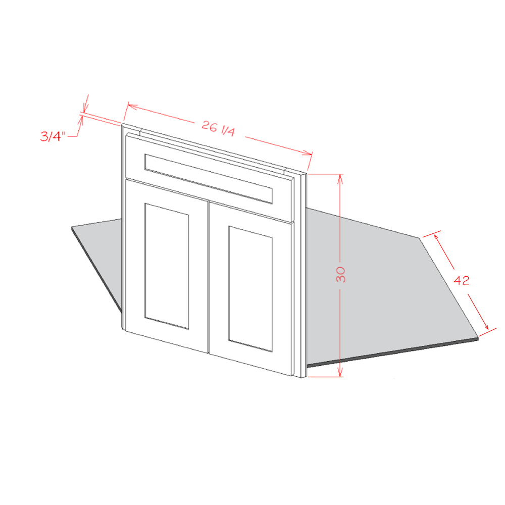 Timber Sand Diagonal Corner Sink Front & Floor - 26-1/4"W x 30"H x 3/4"D