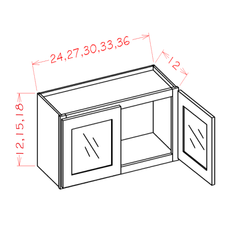 Timber Sand Stacker Wall Glass Door Cabinet with Finished Interior - 27"W x 15"H x 12"D