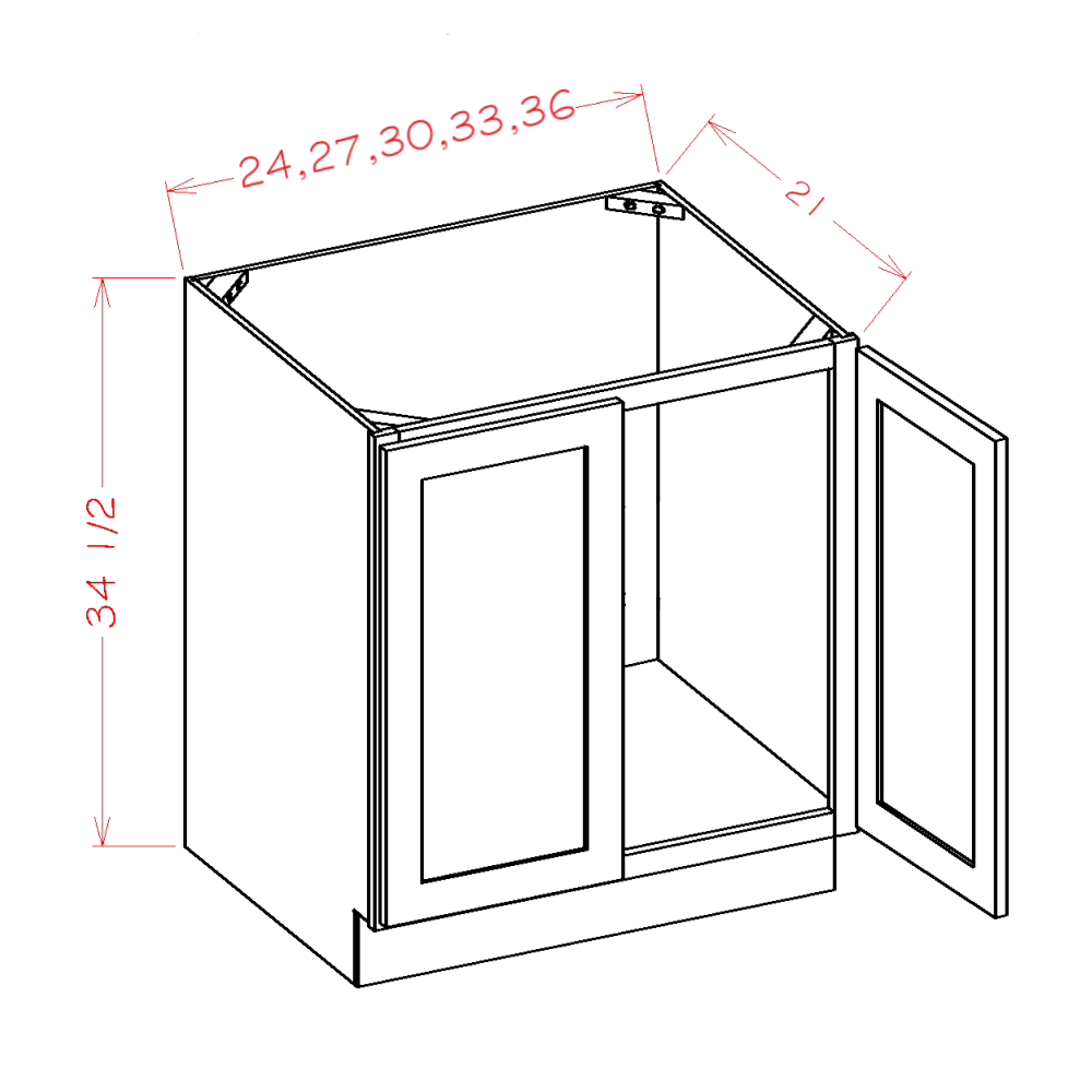 Timber Sand Vanity Full Height Door Sink Base Cabinet - 33"W x 34-1/2"H x 21"D