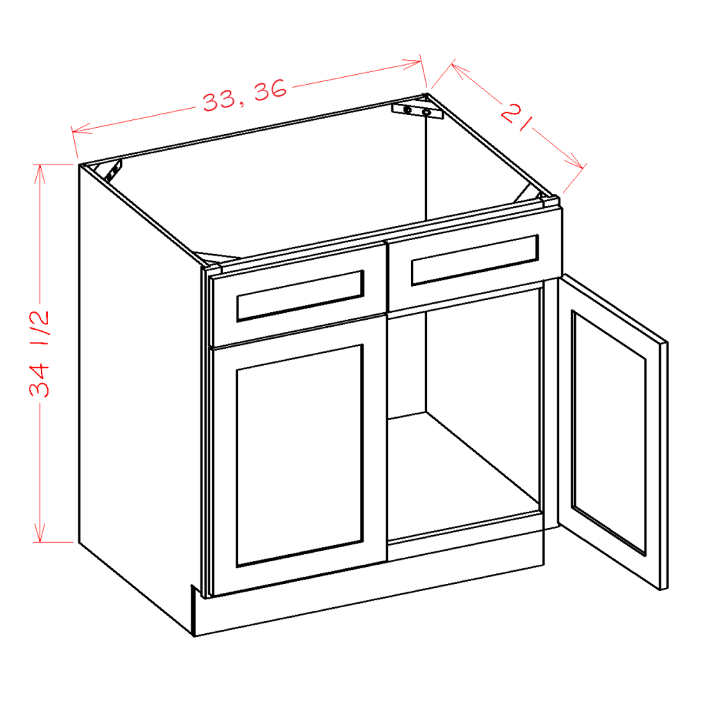 Timber Sand Vanity Sink Base Cabinet - 33"W X 21"D X 34-1/2"H