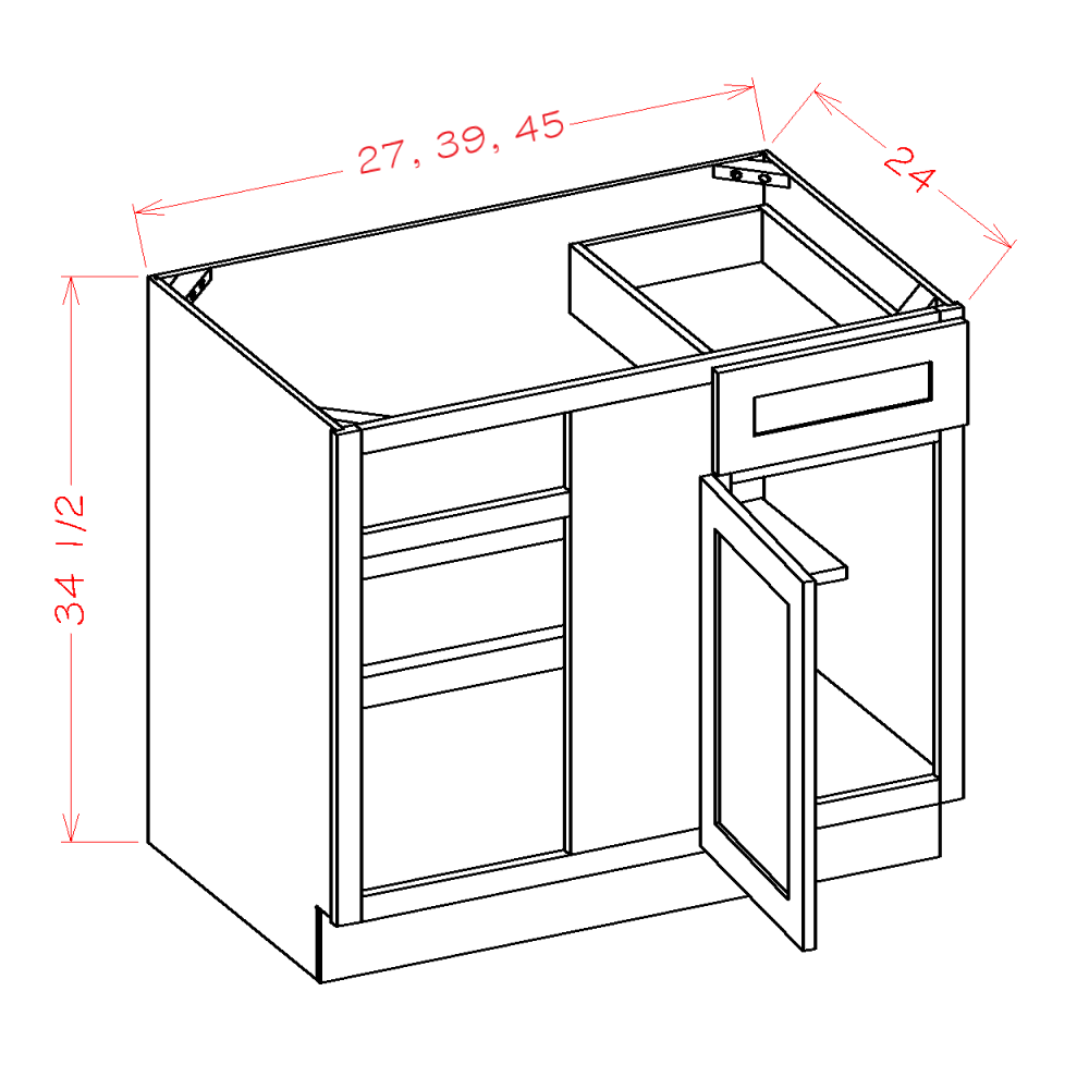 Timber Sand Blind Base Corner Cabinet - 45"W X 24"D X 34-1/2"H