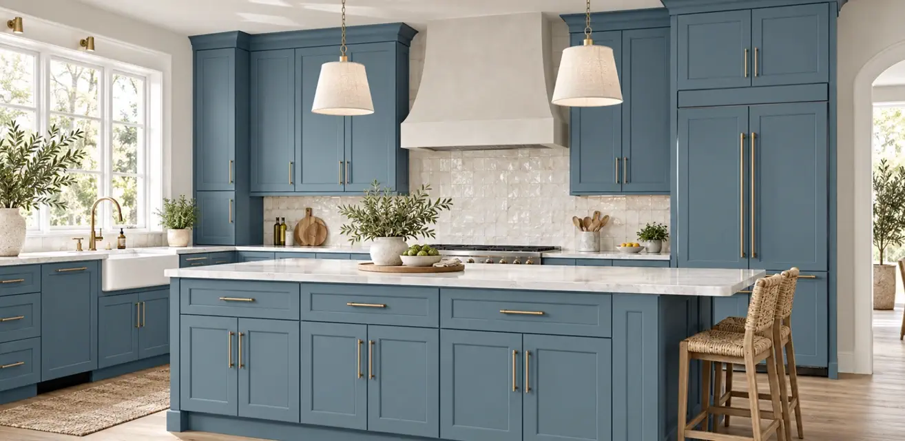 Harbor Blue Kitchen Cabinets