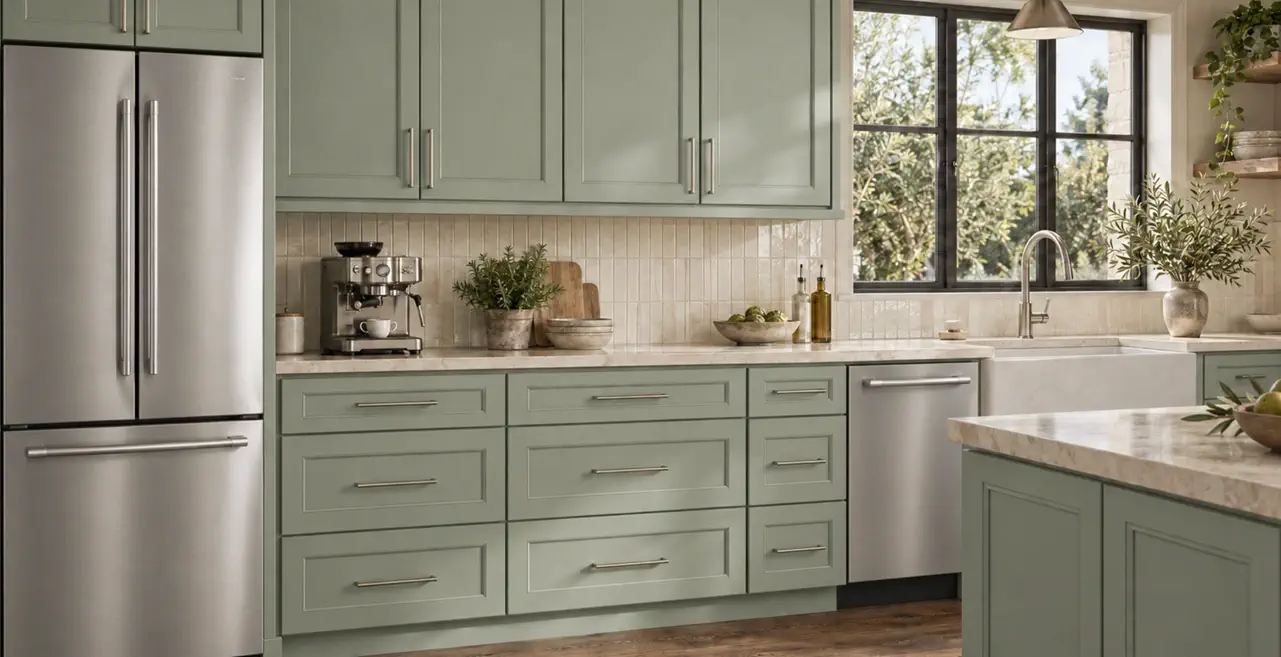 Harbor Green Kitchen Cabinets