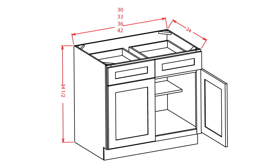 Harbor Cinnamon Double Door Base Cabinet - 42"W