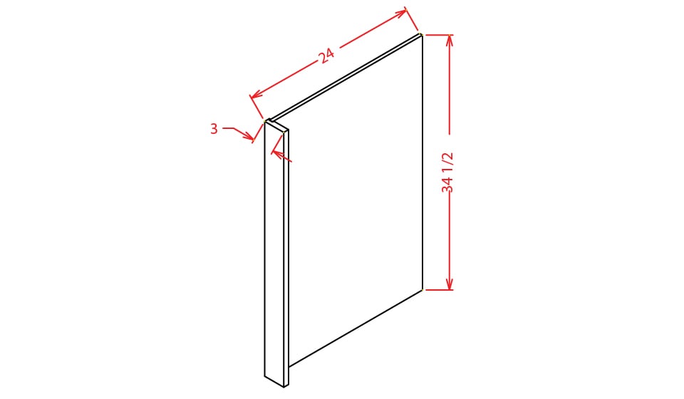 Harbor Cinnamon Dishwasher Return Panel - 24"W X 34-1/2""H w/3"W Filler